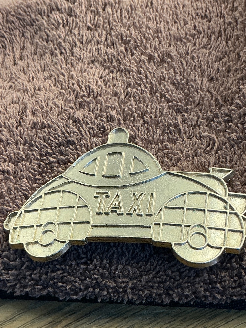 Vintage Metal Taxi Cab Belt Buckle  Featuring Retro Car With TAXI  Stamped